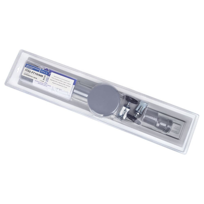 IT03-FT19/800 ITAL Душовий трап 800 мм, поворот. 360, комбін.затвор, Brushed nickel (блістер) {5/1}