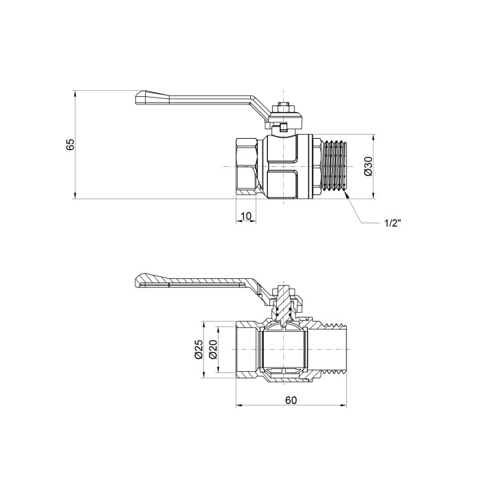 Кран шаровой Icma 1/2" прямой №352