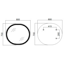 Зеркало Qtap Gemini 800х700 с LED-подсветкой Touch, с антизапотеванием, с диммером, регулятор температуры  цвета (3000-6500K) Reverse QT2578R8071W
