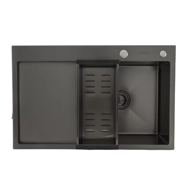 Кухонна мийка GAPPO GS7850-6R накладна 780x500 мм, поверхня PVD, чаша права