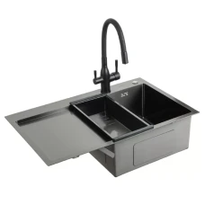 Кухонна Мойка GAPPO GS7850-6R накладна 780x500 мм, поверхня PVD, чаша права