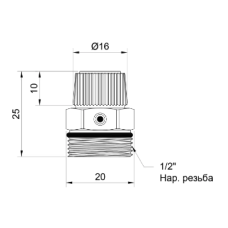 Кран маєвського 1/2 з резинкою під ключ