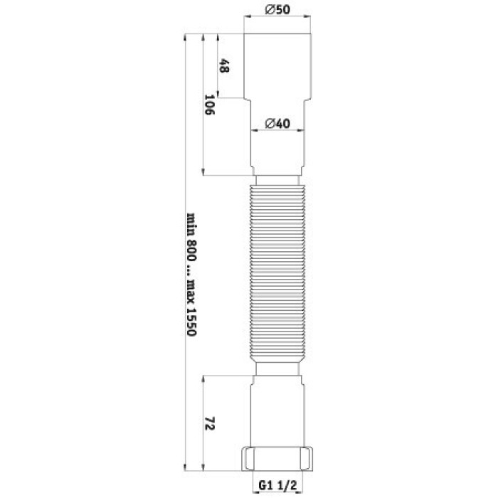 Гофра-гайка 1 1/2" удлиненная d-50/40 Ани K116
