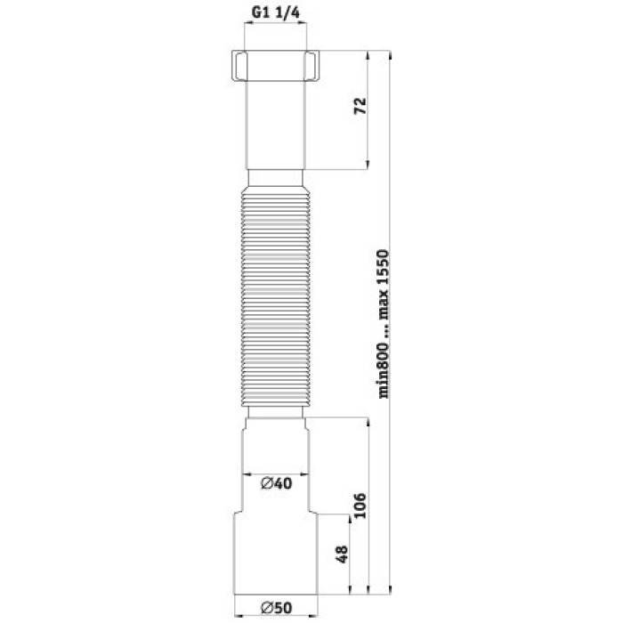 Гофра-гайка 1 1/4" удлиненная d-50/40 Ани K216
