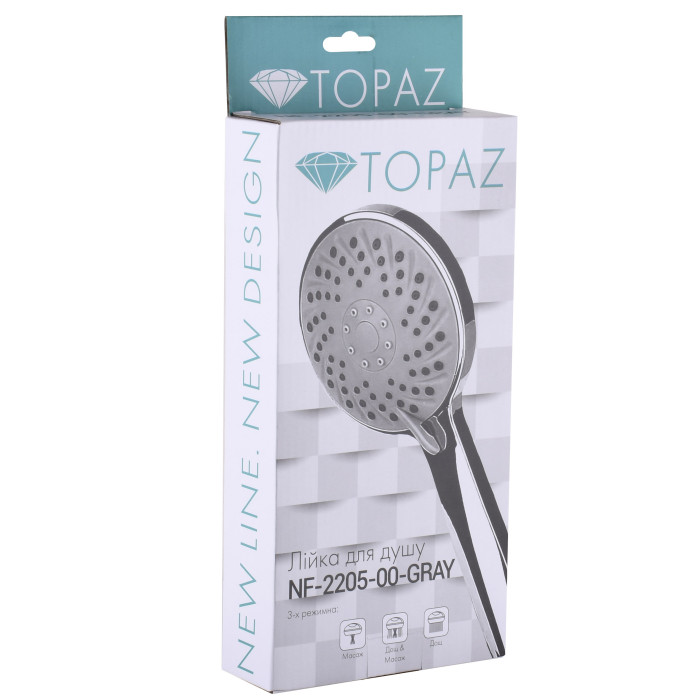 Лейка ручного душа TOPAZ Gray 3-х позиционная, хром NF-2205-00-GRAY