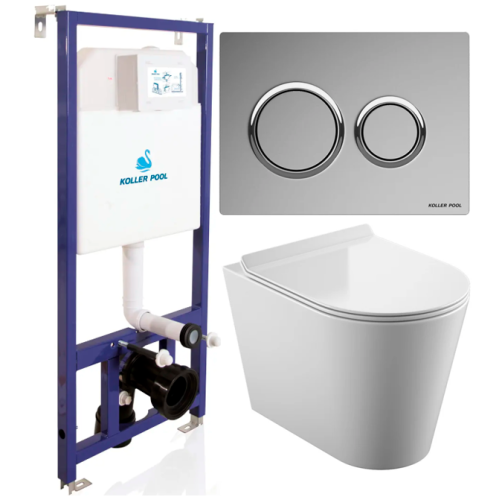 Комплект інсталяції KOLLER POOL Dune 1200SL+унитаз Orion Tornado3 slim soft-clous, кнопка Air хром глянцева кругла