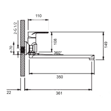 Змішувач для ванни довгий гусак Q-TAP Jay d-35, лійка, шланг, тримач, хром/білий