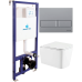 Інсталяція KOLLER POOL DUNE1200SL з підвісним унітазом Kvadro Rimless, дюропластовим сидінням slim soft-clous та хромованою матовою кнопкою Neon