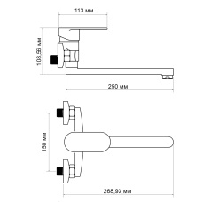 Зішувач кухня настінний LIDZ Tani d-40 хром