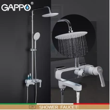 Душова система GAPPO G2402-8, вилив - перемикач на лійку, білий/хром