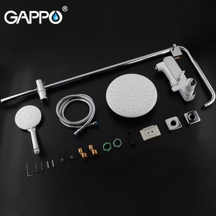 Душова система GAPPO G2402-8, вилив - перемикач на лійку, білий/хром