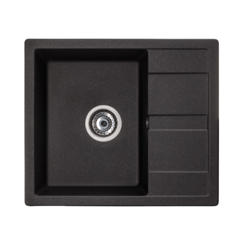 Мийка GRANADO MADRID 580x500x200 прямокутна black shine + сифон