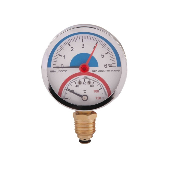 SD Термоманометр нижн. підкл.1/2 Ø80мм 120ºC 6 бар SD1726B