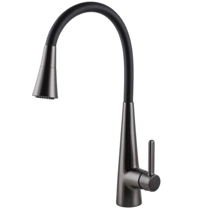 Смеситель для кухни GLOBUS Lux Lazer Pro силиконовый  гусак черный/графит (на гайке) (GLPR-203SM-GP)