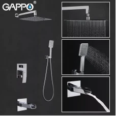 Вбудована душова система GAPPO G7107-20, вилив - перемикач на лійку, 3-функції, хром