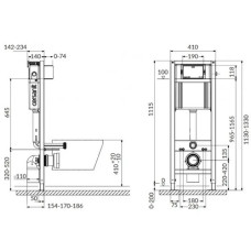 Инсталляция CERSANIT AQUA 22 с подвесным унитазом COMO CleanOn и дюропластовым сиденьем Slim, микролифт та кнопкой Intera, хром B381