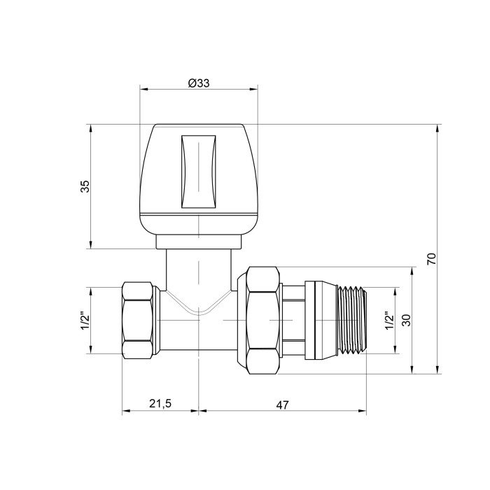 Кран радиаторный Icma 1/2" антипротечкой прямой №813+940