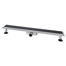 IT02-FT24/700 BG ITAL Душовий трап 700 мм,ЗАГАРТОВ. СКЛО,комбін.затвор, Black Glossy (блістер) {5/1}