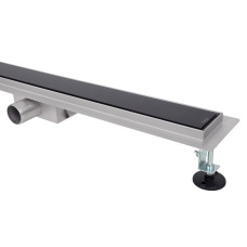 IT02-FT24/700 BG ITAL Душовий трап 700 мм,ЗАГАРТОВ. СКЛО,комбін.затвор, Black Glossy (блістер) {5/1}
