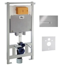Інсталяція підвісного унітазу OLI 80 4 в 1 885342 з хромованою клавішею подвійного змиву  IPLATE 670004