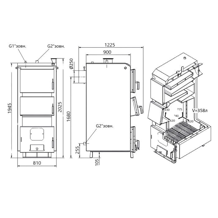Котел твердопаливний сталевий Thermo Alliance Vulcan Plus V 4.0 VPSFW 80