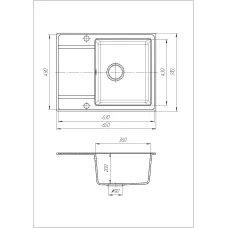 Мойка Solid Optima 650х510х200 прямоугольная Песочный + сифон