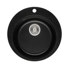 Мойка GRANADO VITORIA 506x506x210 круглая black shine + сифон