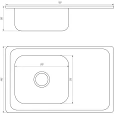 Мойка прямоугольная 780х480х180 Decor Mira