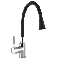 Змішувач для кухні GLOBUS Lux Lazer силіконовий гусак чорний/хром (на гайці)