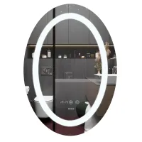 Дзеркало овал LED 50x70 MIXXUS Plain MV02(MI6010) годинник, з антизапотіванням