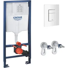 Инсталляция подвесного унитаза GROHE Rapid SL 3 в 1 кнопка Skate Cosmopolitan прямоугольная белая, без прокладки 38772SH0