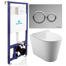 Комплект инсталляции KOLLER POOL Dune 1200SL+унитаз Orion Tornado3 slim soft-clous, кнопка Air хром глянцевая краглая