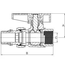 Кран с американкой     1/2    ASG  мотыль белый (PN50) антипрот.