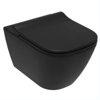 Унітаз підвісний сидіння тверде Slim slow-closing 51*35,5*33 см VOLLE SOLO Rimless 13-55-111Black колір чорний