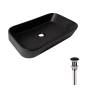 Комплект Qtap Scorpio: Раковина накладная прямоугольная 550х390х120 мм Matt Black + Донный клапан PU03