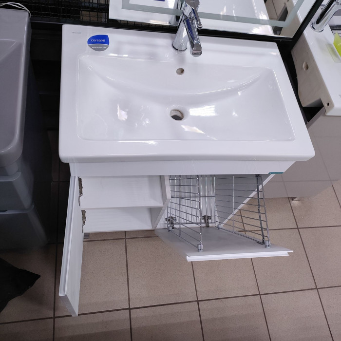 Тумба для умивальника 70-Como SOLO Barco Blanco (1дв.1корзина)