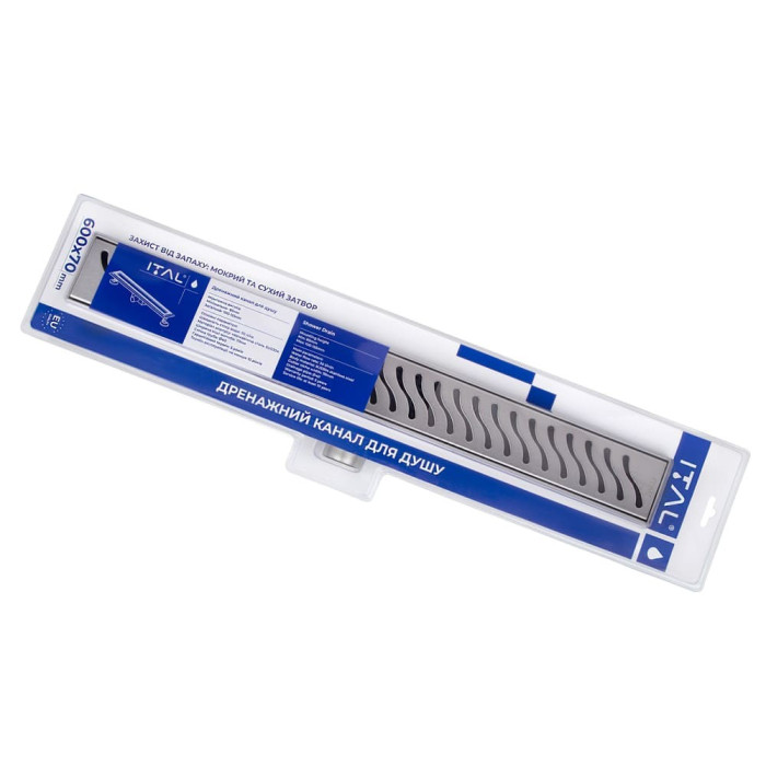 IT02-FT09/800 ITAL Душовий трап 800 мм, комбінований гідрозатвор Brushed nickel (блістер) {5/1}