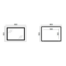 Зеркало Lidz Kubis 800х600 с LED-подсветкой Touch, с антизапотеванием, с диммером, регулятор яркости LD78LF9047400