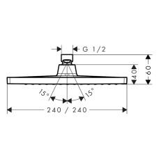 CROMETTA E 240 верхнiй душ, 1jet, EcoSmart, 9л/хв, хром