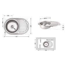 Кухонная мойка Brinex 7750 0,8 мм Satin (BRIN7750SAT08)