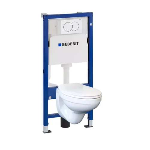 Інсталяція GEBERIT-Duofix PRO 20 з підвісним унітазом IDOL, дюропластовим сидінням soft-clous та білою клавішою Delta01 118.315.11.1