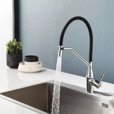 F4497 кухня одноваж. силікон. вилив лат. корп. гайка Ø35 (хром) {10}