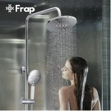 Душева система Frap F2449, поворотний вилив - перемикач на лійку, 3 режими, білий/хром