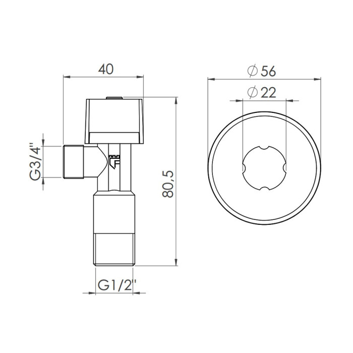 Кран приборный шаровой Арко Thermo Alliance Standart 1/2"Н х 3/4"Н SF340W1520