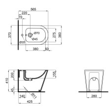 Биде напольное Qtap Stork 560х360х410 White QT15443378W 