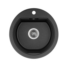 Мойка для кухни из искуственого камня Granado LUGO 480x500x200 круглая black shine + сифон