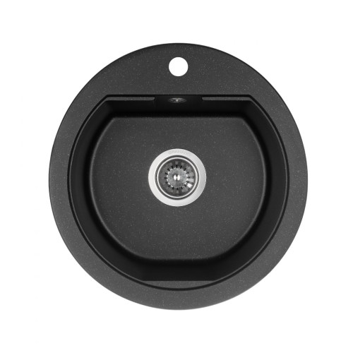Мийка GRANADO LUGO 480x500x200 кругла black shine + сифон