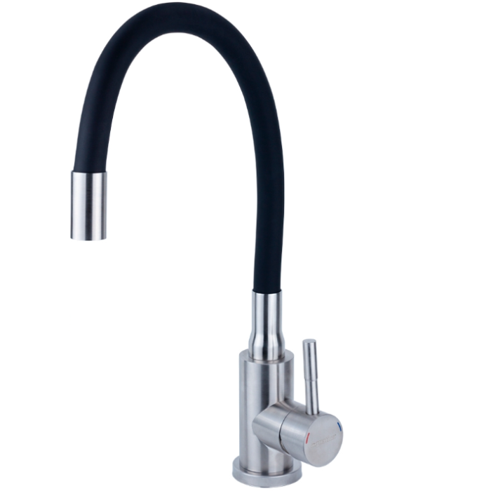 Смеситель для кухни AQUATICA 9722131, с изогнутым изливом, черный