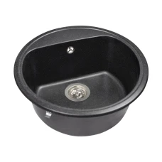 Мойка MiraGGIO MALIBU 516x219 круглая total black + сифон