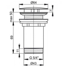 A396 донний клапан 1 1/4" з переливом Chrome Alca